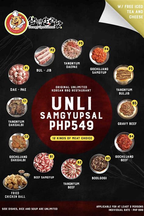 samgyupsalamat menu|samgyupsalamat davao.